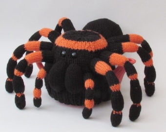 Mexican Redknee Tarantula Tea Cosy Knitting Pattern - knit your own amazing giant spider teapot cover - perfect for Halloween