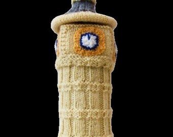 Teacosyfolks Big Ben Wine Bottle Cover Knitting Pattern, a London