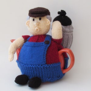 Dustman Tea Cosy Knitting Pattern to download and knit your own refuse collector tea cosy cover