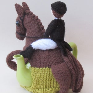 Dressage Horse and Rider Tea Cosy Knitting Pattern to knit this amazing equestrian teapot cover for horse lovers image 2