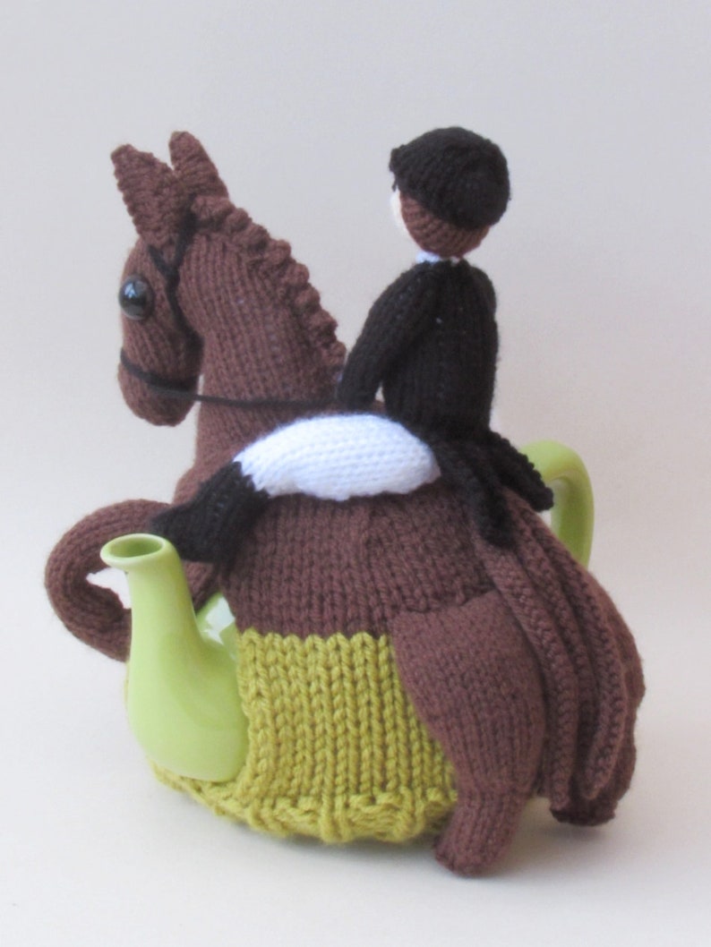 Dressage Horse and Rider Tea Cosy Knitting Pattern to knit this amazing equestrian teapot cover for horse lovers image 2