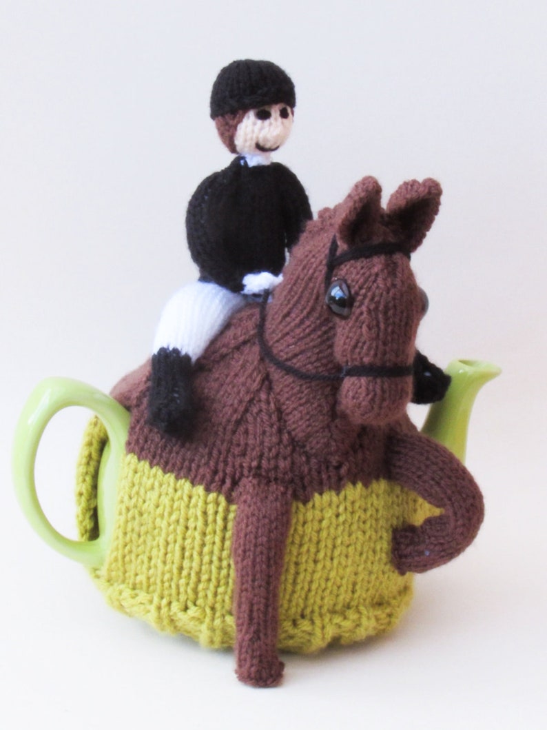 Dressage Horse and Rider Tea Cosy Knitting Pattern to knit this amazing equestrian teapot cover for horse lovers image 5