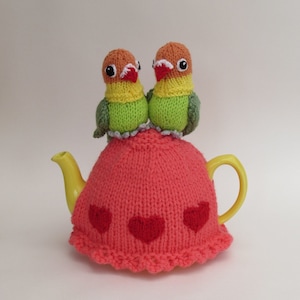 Lovebirds Tea Cosy Knitting Pattern to knit your own teapot cover