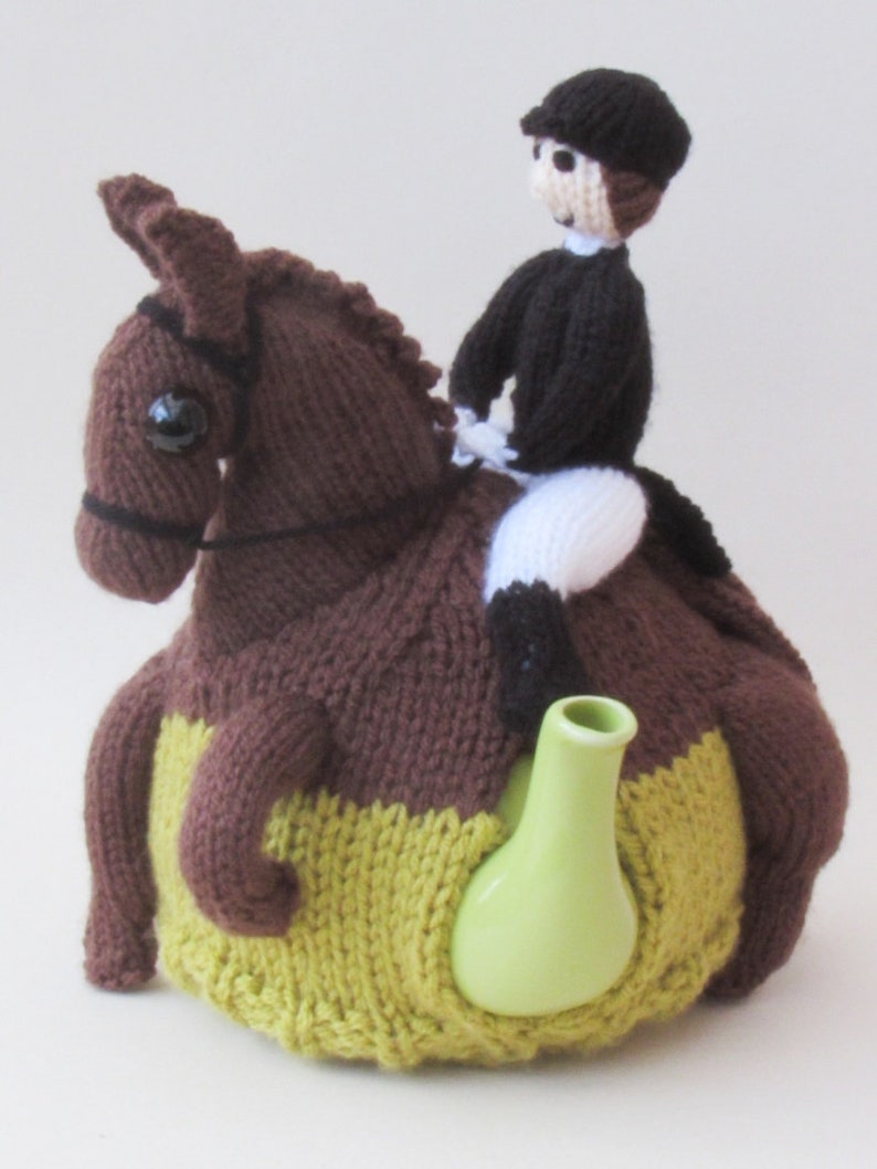 Dressage Horse and Rider Tea Cosy Knitting Pattern to knit this amazing equestrian teapot cover for horse lovers image 4