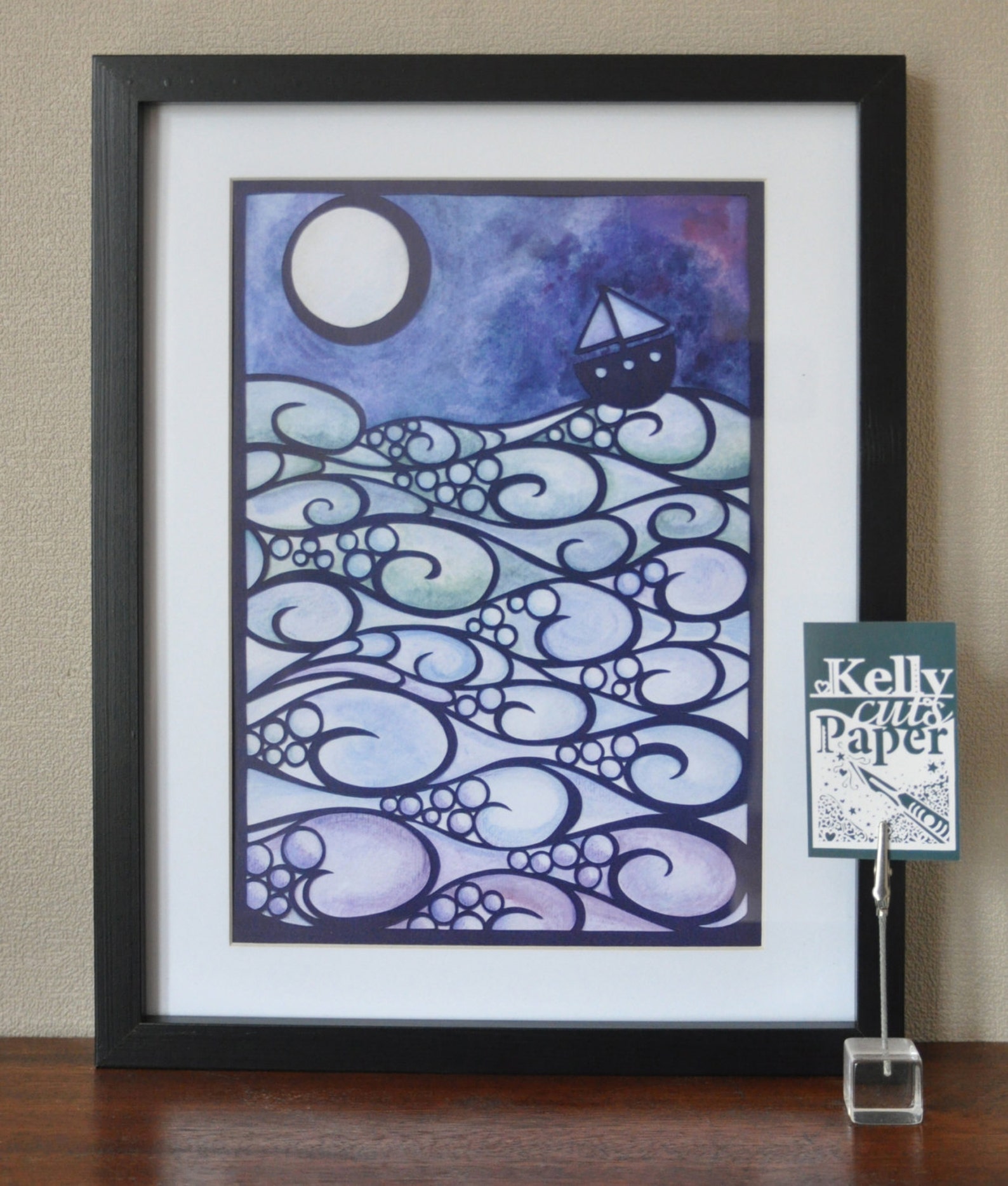 Moonlight Sailing Digital Papercut Template - Etsy
