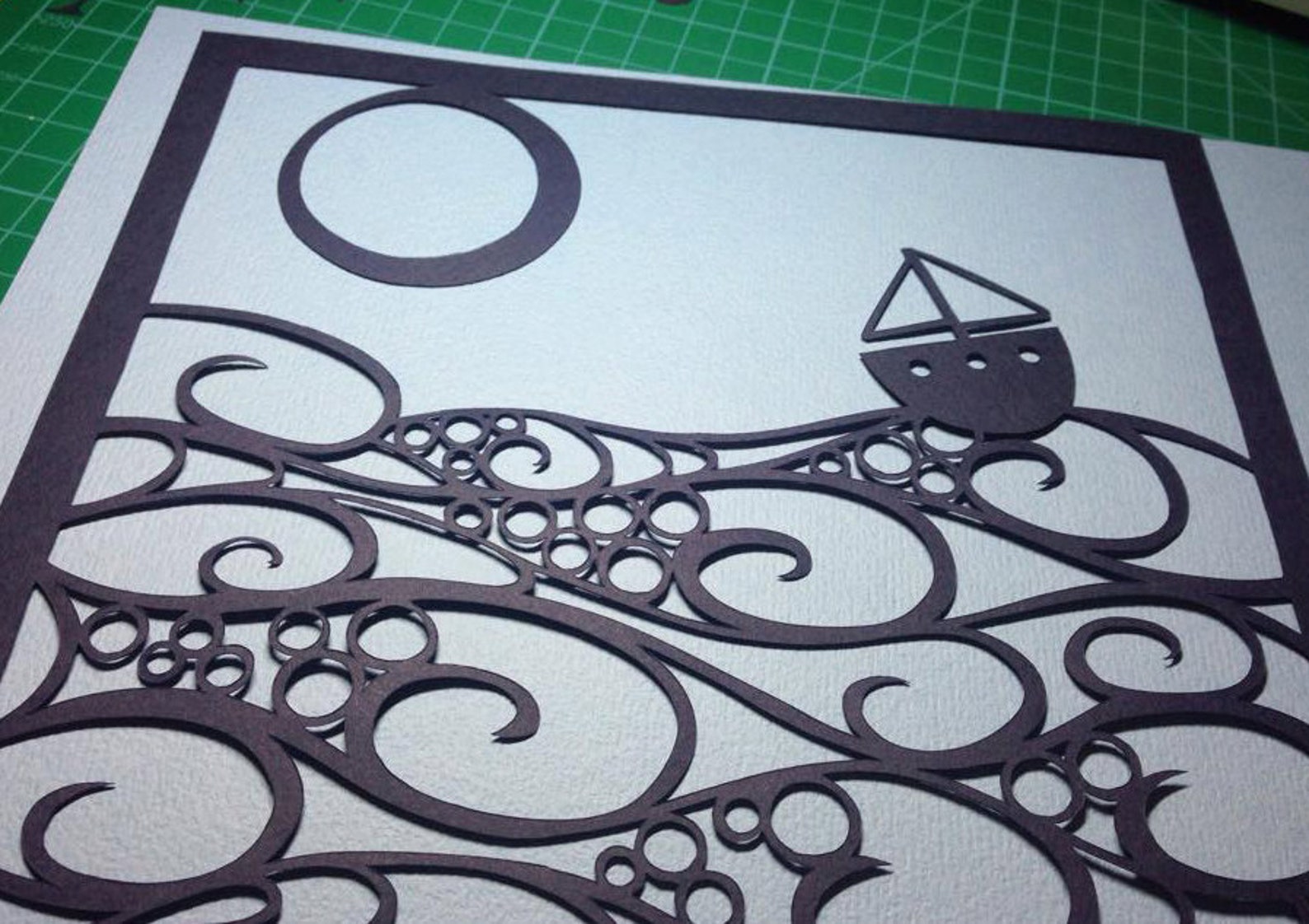 Moonlight Sailing Digital Papercut Template - Etsy
