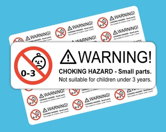 Small Parts Warning Stickers - Not Suitable For Children Under Three Years Due to Small Parts - Toy Safety Stickers - Warning Labels