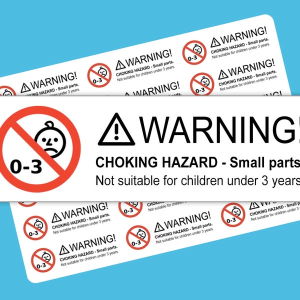 Small Parts Warning Stickers - Not Suitable For Children Under Three Years Due to Small Parts - Toy Safety Stickers - Warning Labels