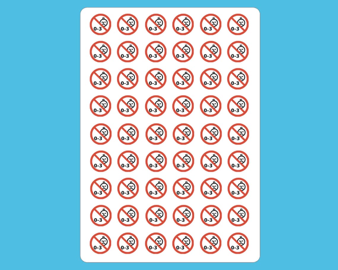 Toy Warning Labels Not Suitable for Children Under Three Etsy UK