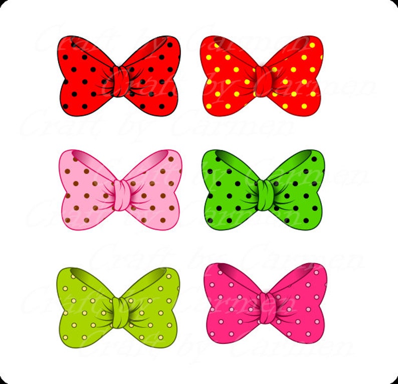 bows clip art cute bows polka dot bow digital art etsy