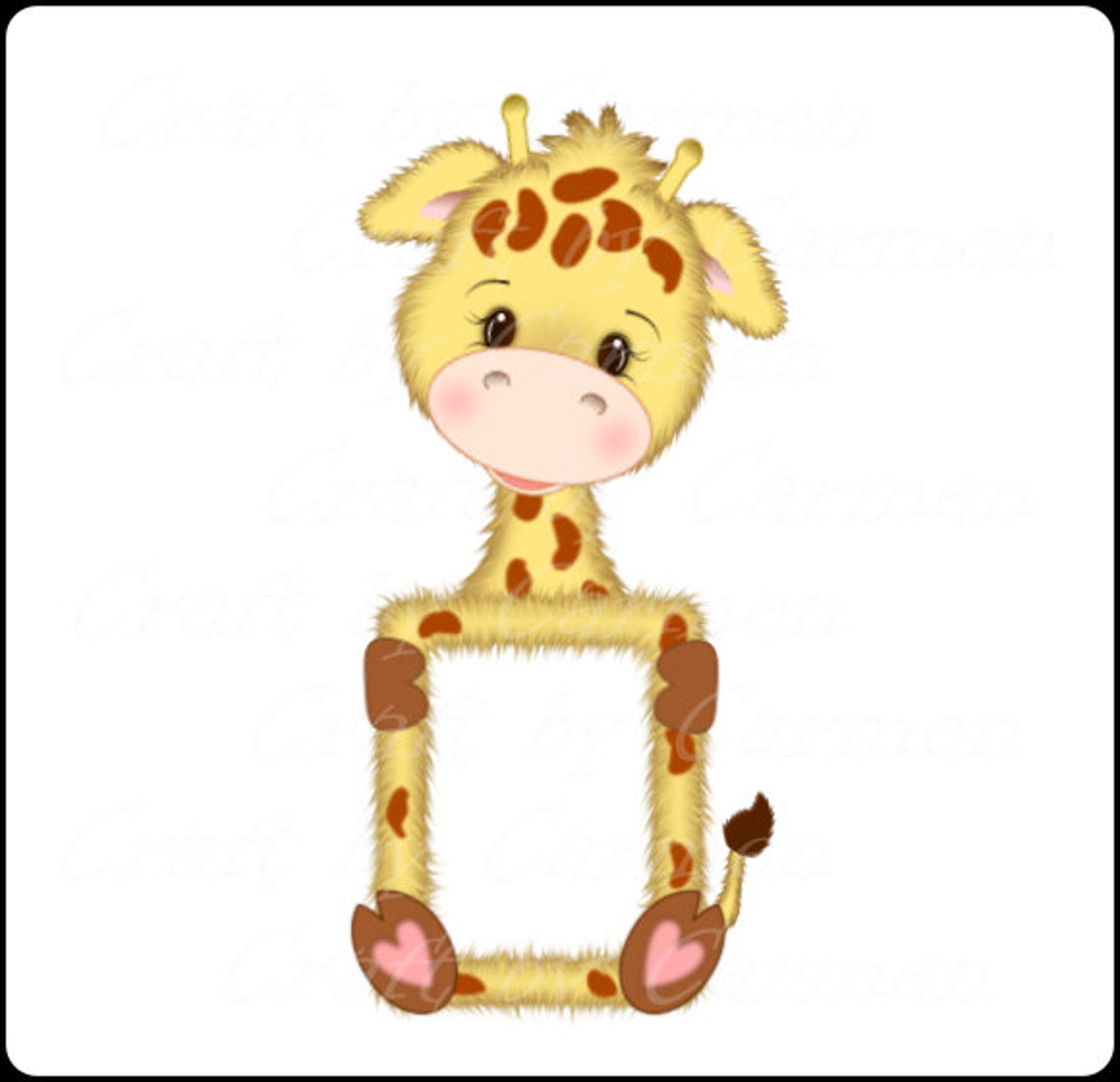 Giraffe Frame Cute Giraffes Zoo Jungle Safari Baby Etsy