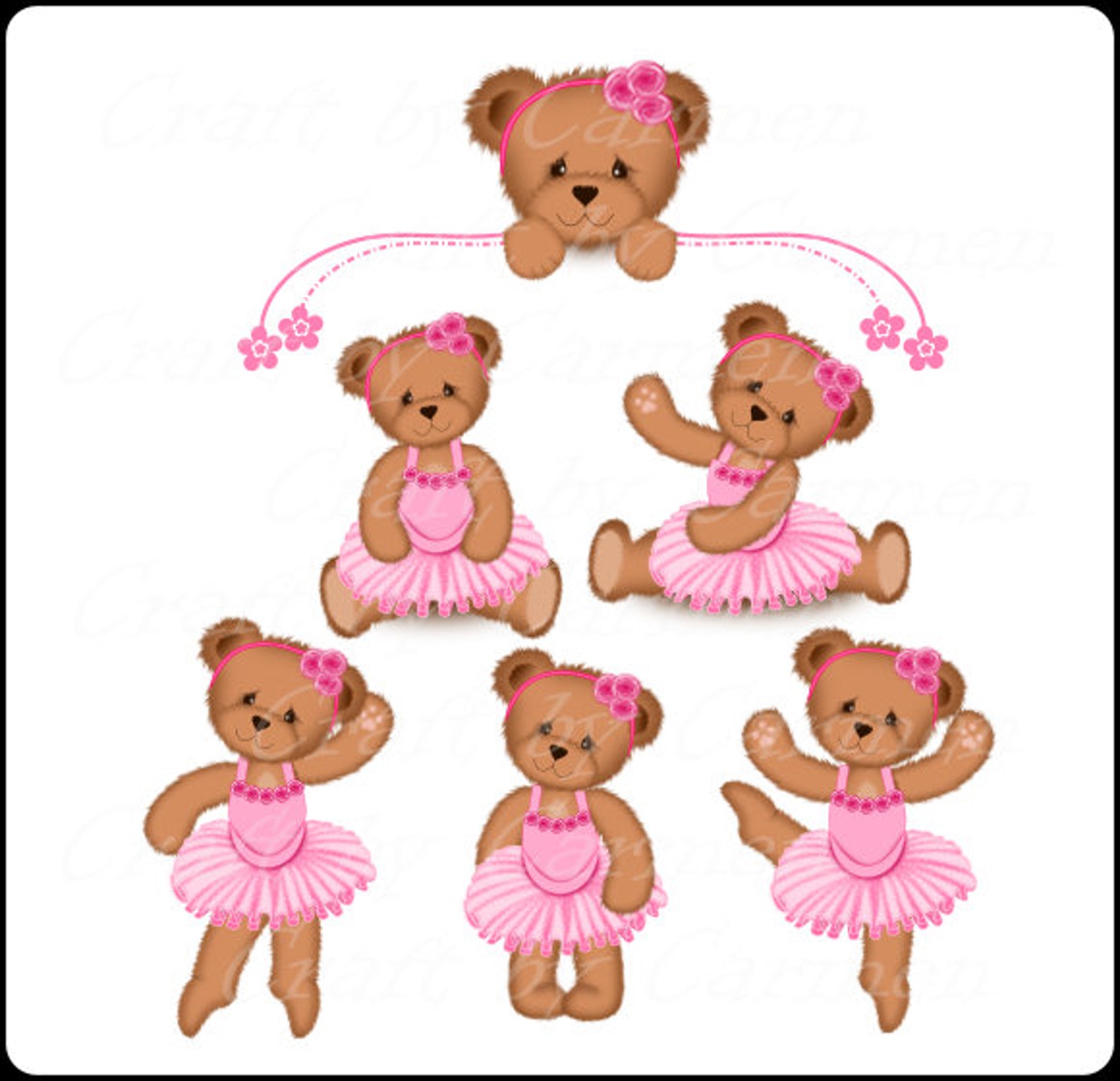 Ballerina teddy bear teddy bear ballerina clip art digital Etsy
