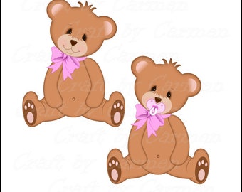 Ours en peluche clip art, ours en peluche mignons, ours, bébés ours, baby shower, (utilisation personnelle et petite entreprise). Fichiers PNG 300dpi Arrière-plan transparent