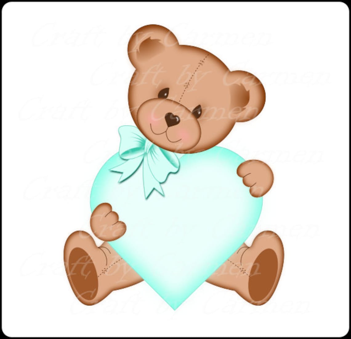 Teddy bear clip art cute teal teddy bearbear baby bears Etsy