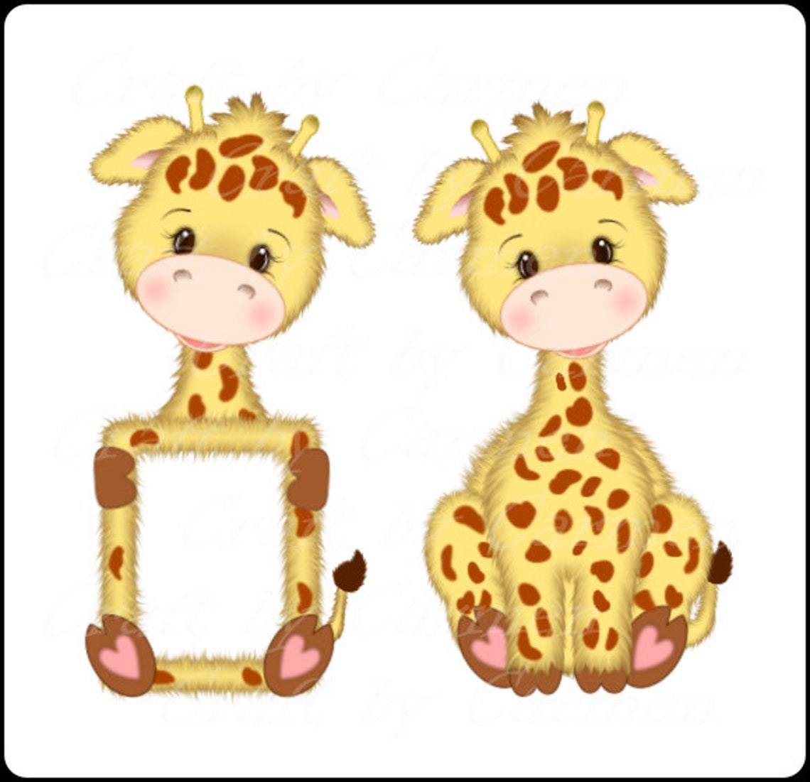 Giraffe Frame Cute Giraffes Zoo Jungle Safari Baby Etsy