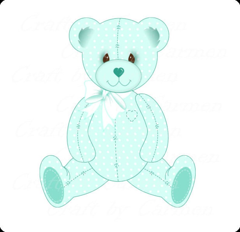 Teddy Bear Clip Art Cute Teal Teddy Bearbear Baby Bears Etsy