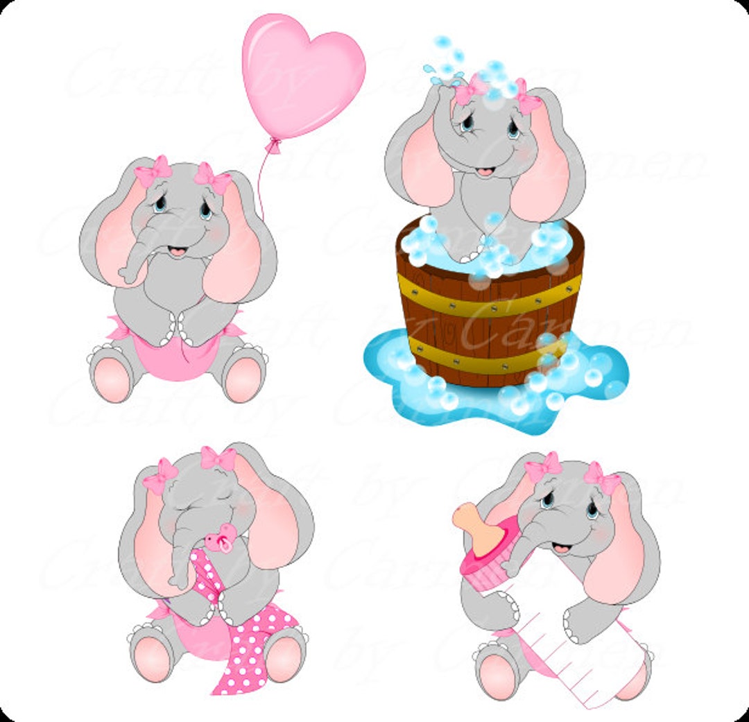 Cute Elephant Clip Art, Zoo, Safari, Jungle, Graphic Design, Baby