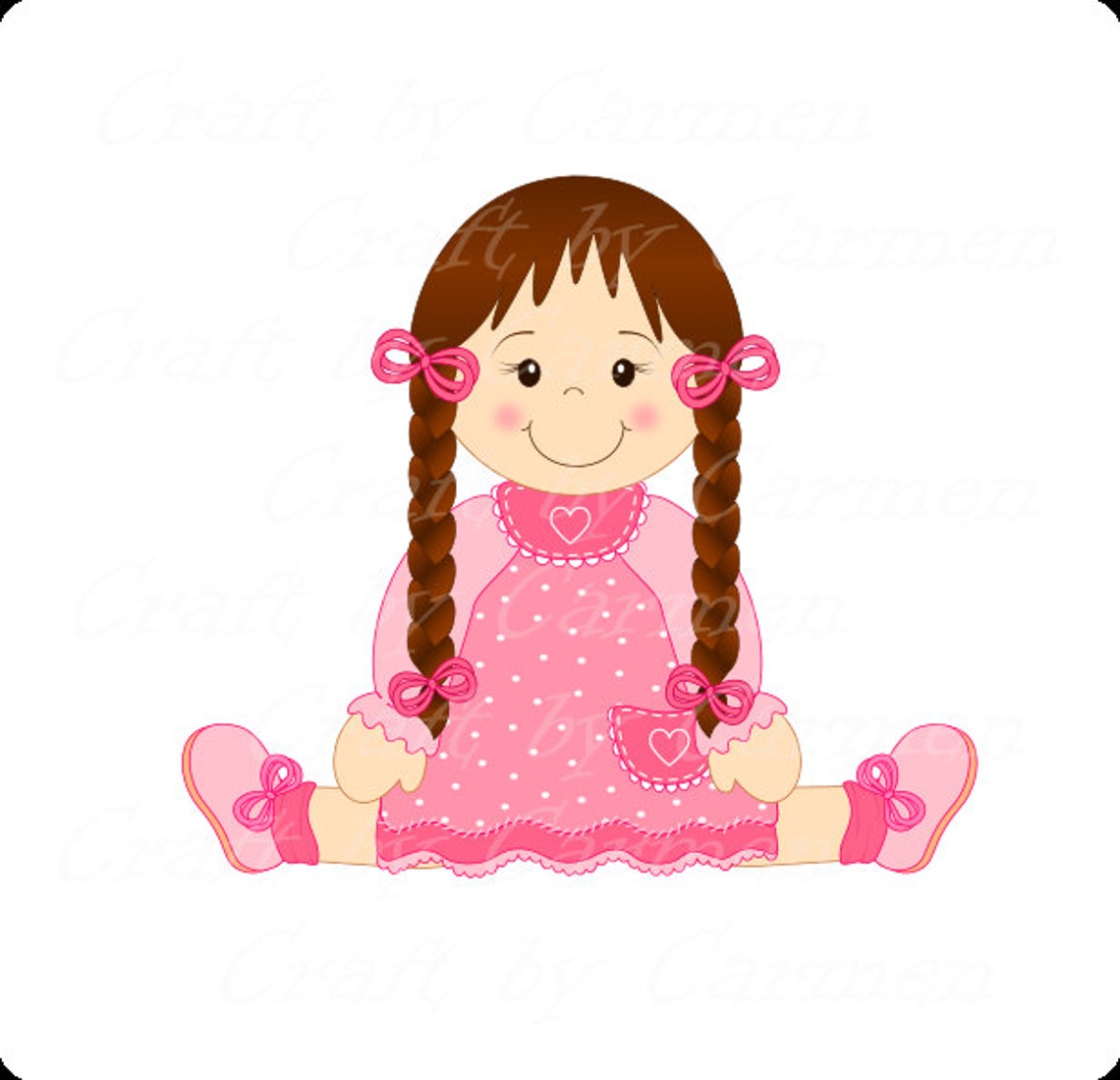 Doll Clip Art Cute Doll Girl Little Girl Scrapbook Etsy
