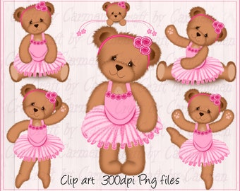 Ballerina teddy bear clip art, sublimation teddy bear, ballerina, clip art, dance, (personal & small business use). 300 dpi. PNG files