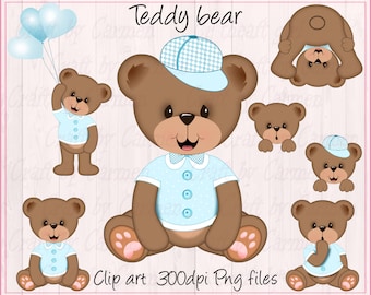 Sublimation Teddy bear clip art, cute teddy bears, bear, baby bears, baby shower, (personal & small business use). 300dpi PNG Files