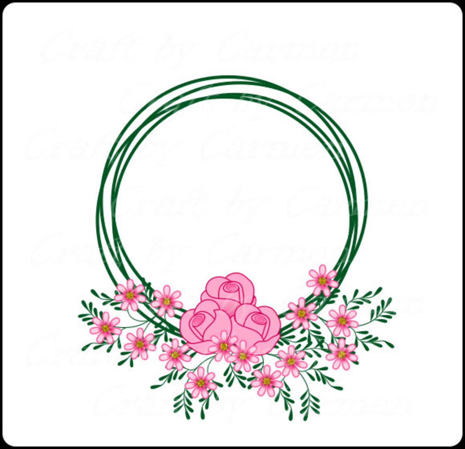 Wreath Clip Art Digital Wreaths Cute Wreaths Rose Wreaths Etsy