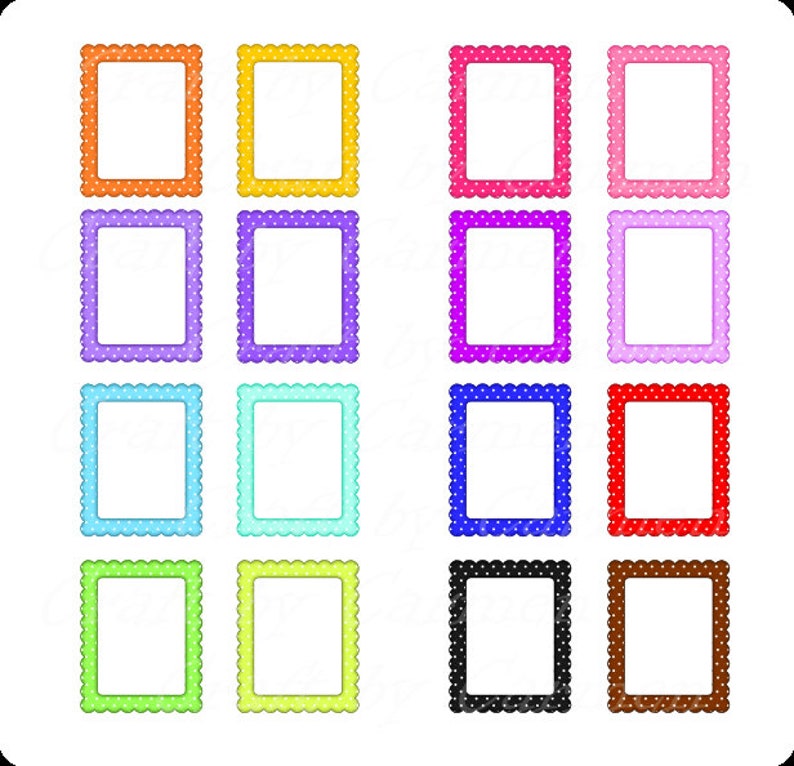 16 Polka Dot Frames Frames Clip Art Cute Frames Scrapbook Etsy