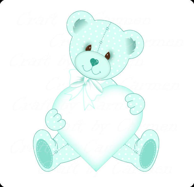 Teddy Bear Clip Art Cute Teal Teddy Bearbear Baby Bears Etsy