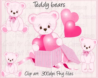 Teddy bear clip art, sublimation, baby bears, digital art, cute teddy bears, scrapbook, (personal & small business use). 300 dpi PNG Files