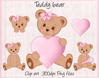 Images clipart d’ours en peluche, mignon, ours, bébés ours, art numérique, (utilisation personnelle et petite entreprise). Fichiers PNG 300 dpi Arrière-plan transparent