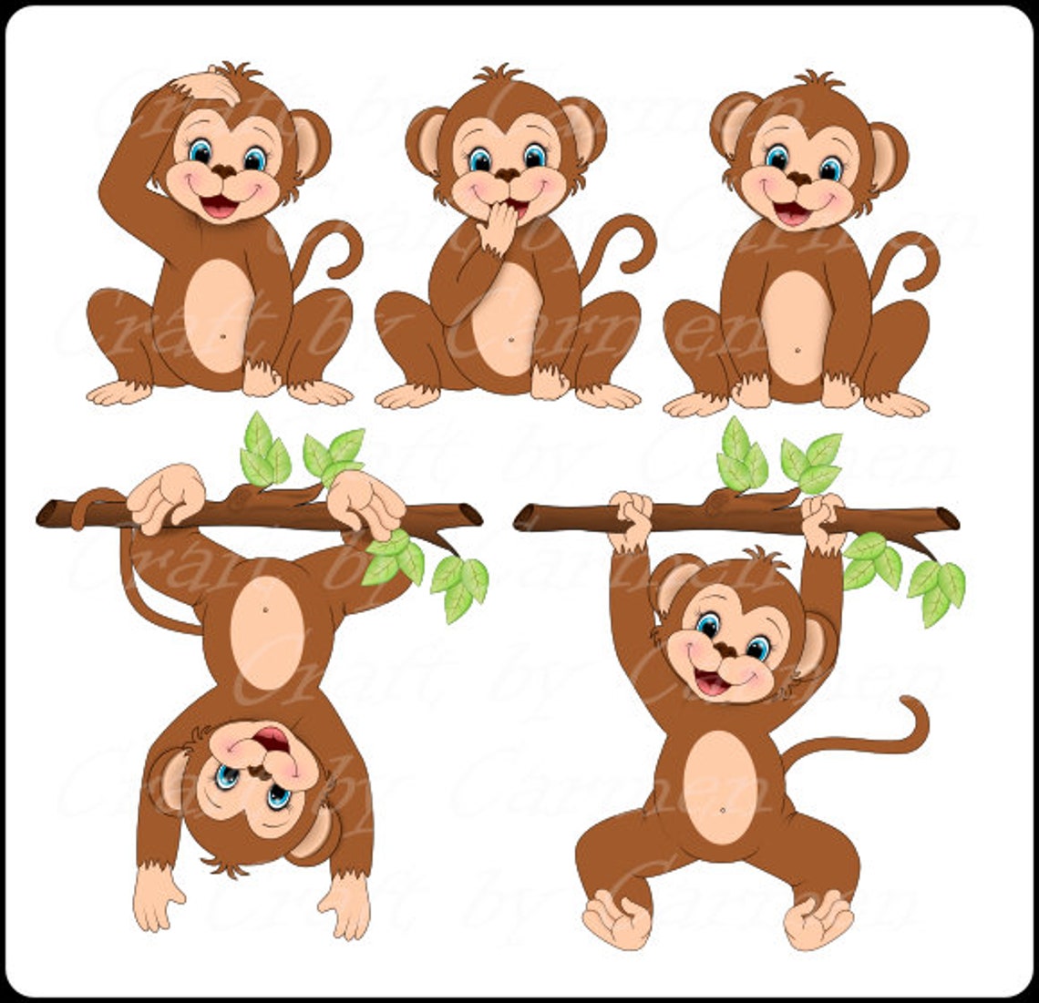 AffenClipArt kleiner Affe niedlich Dschungel Zoo Safari Etsy