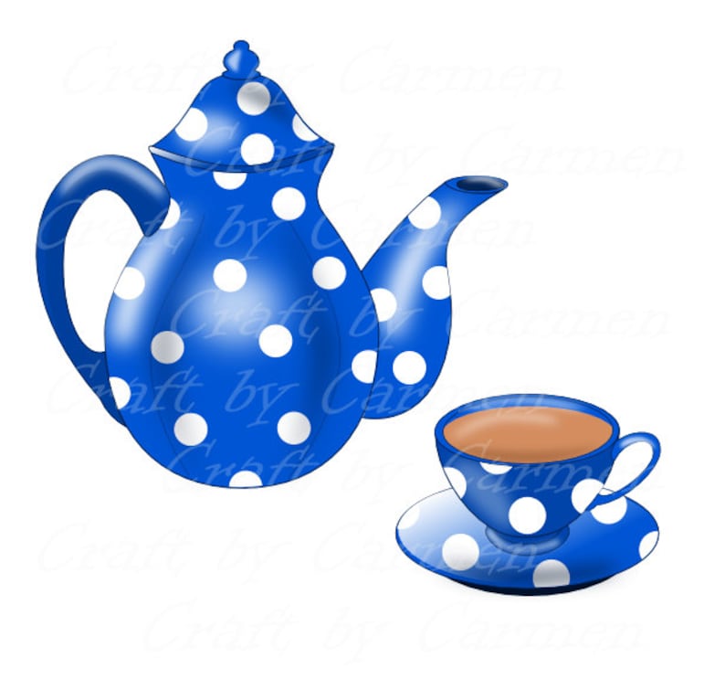 Teapot Clip Art Teapot and Cup Teapot Digital Clipart for Etsy