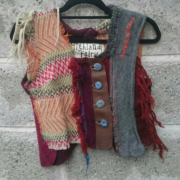 Patchwork waistcoat vest upcycled clothing