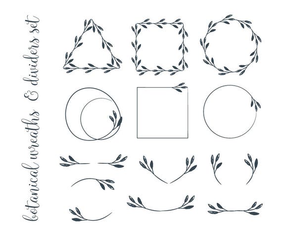 Grunge Botanical Wreaths And Dividers Clipart Minimalist Etsy
