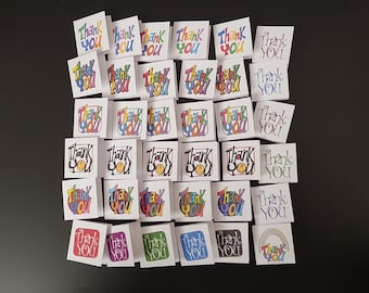 Mini Thank You Cards - Rainbow Design, Set of 36