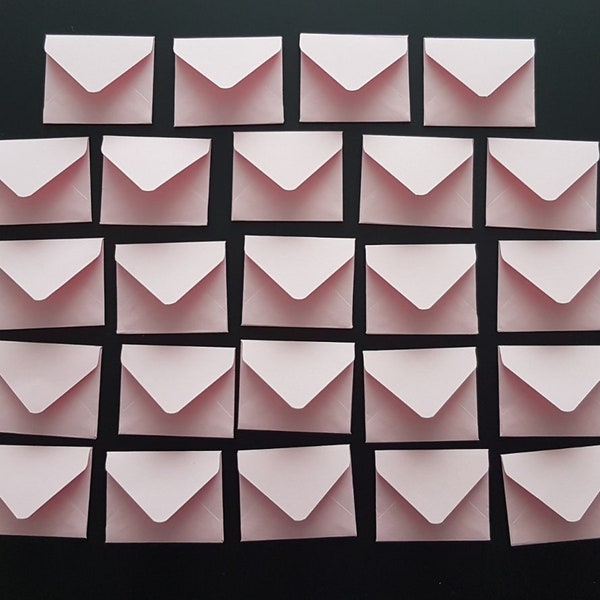 Miniature envelope set of 24, Light Pink colour 4.5 x 3.5 cm, 70gsm, mini tiny cute fun colour envelopes, scrapbooking, party favours.