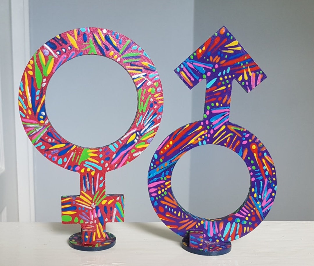 Gender Signange Gender Symbols Freestanding Wooden Signs - Design 2 - Set of 2. One ...