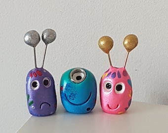 Clay Monster Figurines: Whimsical Desk Buddies, Set of 3