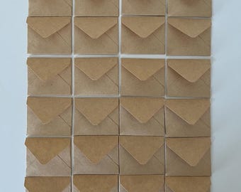 Kraft Sand Brown Mini Envelopes - set of 24 - 4.5 x 3.8 cm, 80gsm