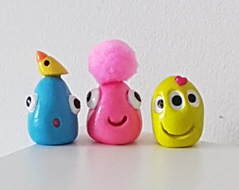 Clay Monster Figurines: Whimsical Desk Buddies, Set of 3