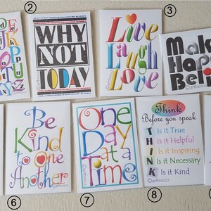 Notas positivas para uno mismo: tarjetas de arte de bolsillo, tarjetas de intercambio de arte, citas educativas inspiradoras y alentadoras, letras del alfabeto, tarjetas planas.