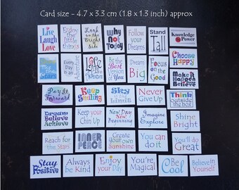 Miniatur flache Karten von Positivity Design A1, Zitate Nachrichten sagen, Kartenset von 36, inspirierend & ermutigend, Lunchbox Notizen.