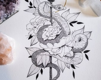 photo Witchy Aesthetic Snake Drawing etsy