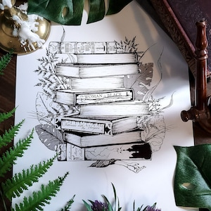 Bury Me in Books - Women of Horror Gothic Horror Bookstack Wall Decor Fine Art Prints