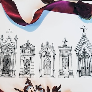 French Mausoleum Graves Halloween Wall Decor Fine Art Print