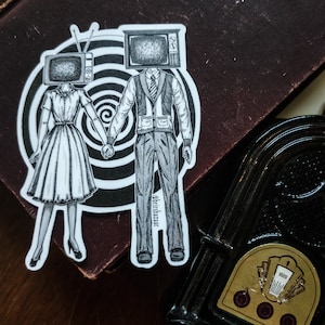 Casal moderno - adesivo recortado de vinil da Twilight Zone Old TV