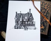 Spellman House Poster Print | Witchy Home Decor | Sabrina Spellman Art | Handdrawn Digital Download Wall Art | Spooky Printable