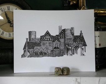 Affischtryck av The Haunting of Hill House | Gotisk skräckväggkonst | Digital nedladdning inspirerad av Mike Flanagan | Vintage spökhusdekor