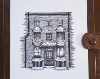 Wand Shop Poster Print | Fantasy Home Decor | HP Movie House Art | Handdrawn Digital Download Wall Art | Wizard Printable Art