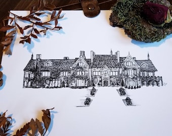 The Haunting of Bly Manor Poster Print | Gothic Horror Wall Art | Mike Flanagan Inspired Digital Download | Gothic Haunted House Decor