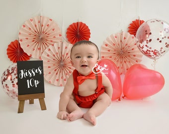 Download digital cenário dia dos namorados corações vermelhos balões decoração cena adereços fotografia de bebês recém-nascidos e crianças pequenas